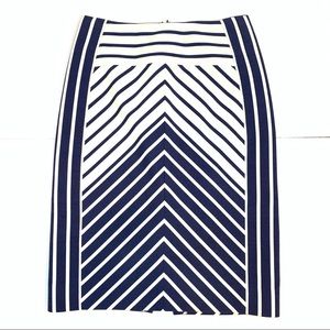 J Crew Woman’s Pencil Midi Skirt. Size 0. Blue‎ and white.